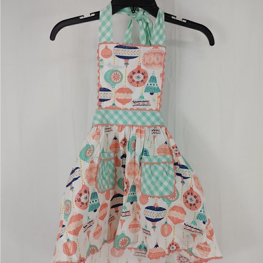 Nwt Serendipity Shrimp & Grits Ornament Christmas Halter Apron Dress Girls Size